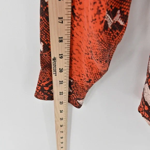 EQUIPMENT Womens Silk Top Size S Orange Snakeskin Button Dopamine Maximalist - Picture 5 of 13